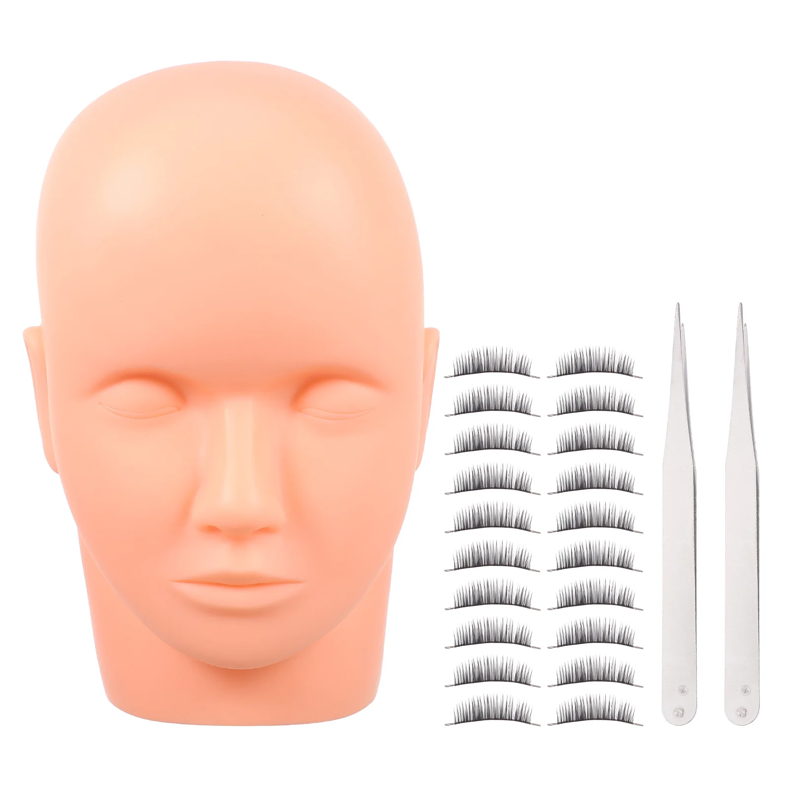 

1 Set Eyelash Extension Mannequin Head Silicone Head Model Makeup Practice Tool