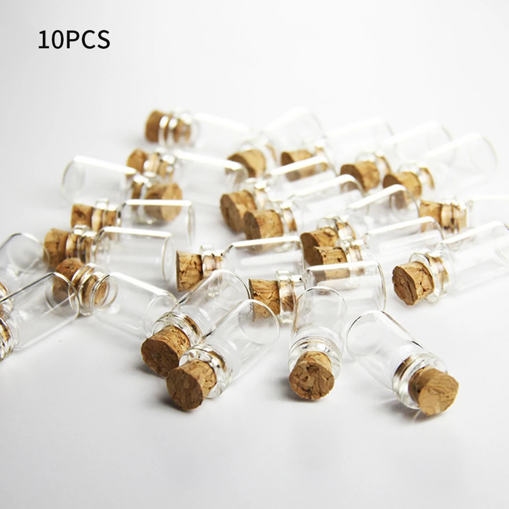 10pcs 1.5ml Small Mini Clear With Cork Ornaments Glass Bottle DIY Container Wishing Jars Decoration Wedding Message Vials images - 6