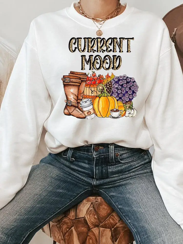 

Свитшот женский с графическим принтом в виде тыквы на сезон осень-весна