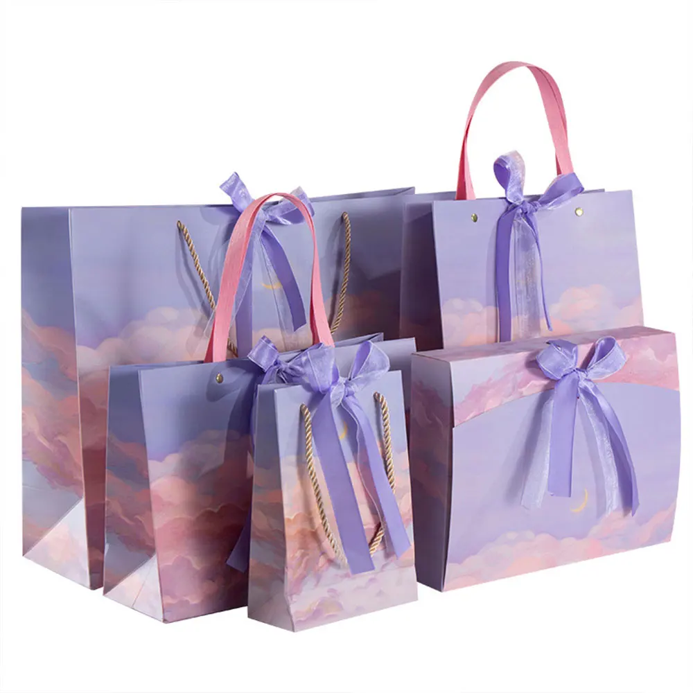 10pcs Oil Painting Paper Jewelry Package Bag Makeup Dust Sack Accessories Clothing Shopping Handbag Pouches Organizer Display