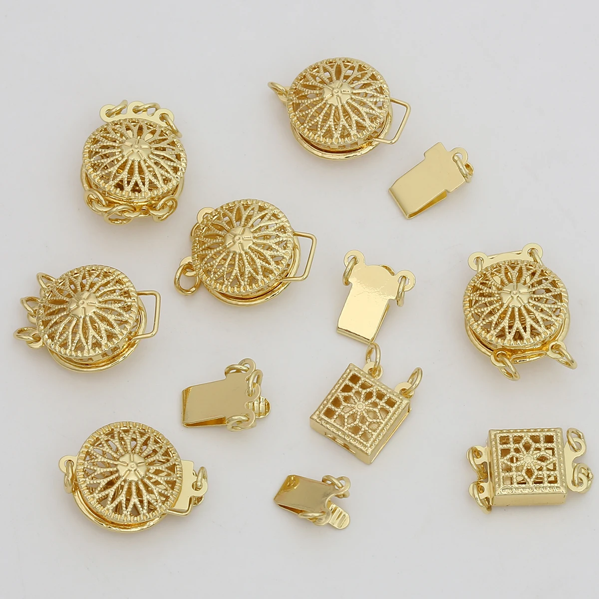 

Пряжка с подсолнухом и жемчугом, латунная застежка для ювелирных изделий, цвет 14 К золото, 1 комплект, аксессуары «сделай сам»