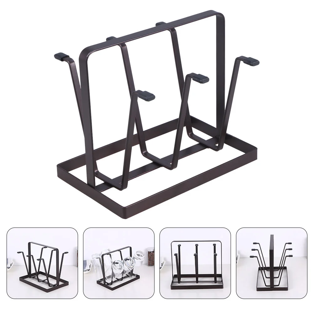 

Wrought Iron Drain Cup Holder Non-Slip Bottle Drying Rack Draining Metal Glasses