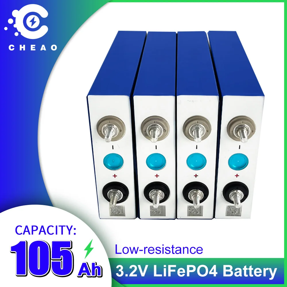 

3.2V Lifepo4 Battery 105Ah 16PCS DIY Rechargeble Cells Pack Lifepo4 Solar Batteries for RV Yacht Forklift Vans EU US DUTY FREE