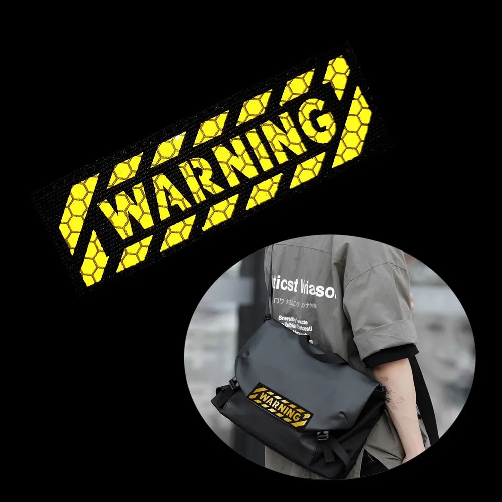 

DANGER WINNING WARNING Pull To Eject Zebra Crossing Warning Reflective Hook&loop Patches Tactical Morale Badge Backpack Sticker