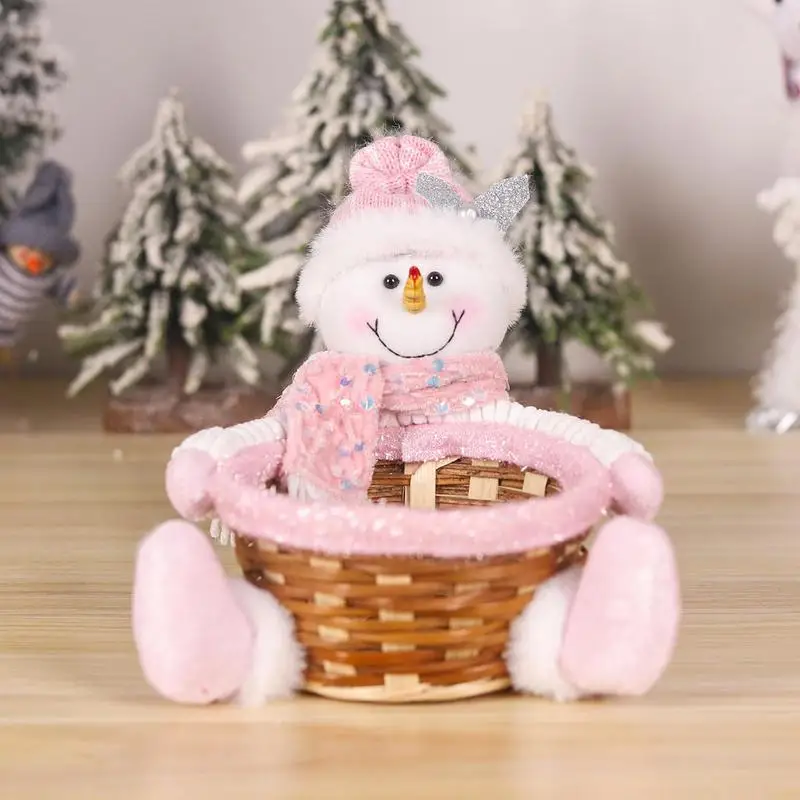 Рождественская корзина для конфет Рождественский плюшевый гном олень снеговик