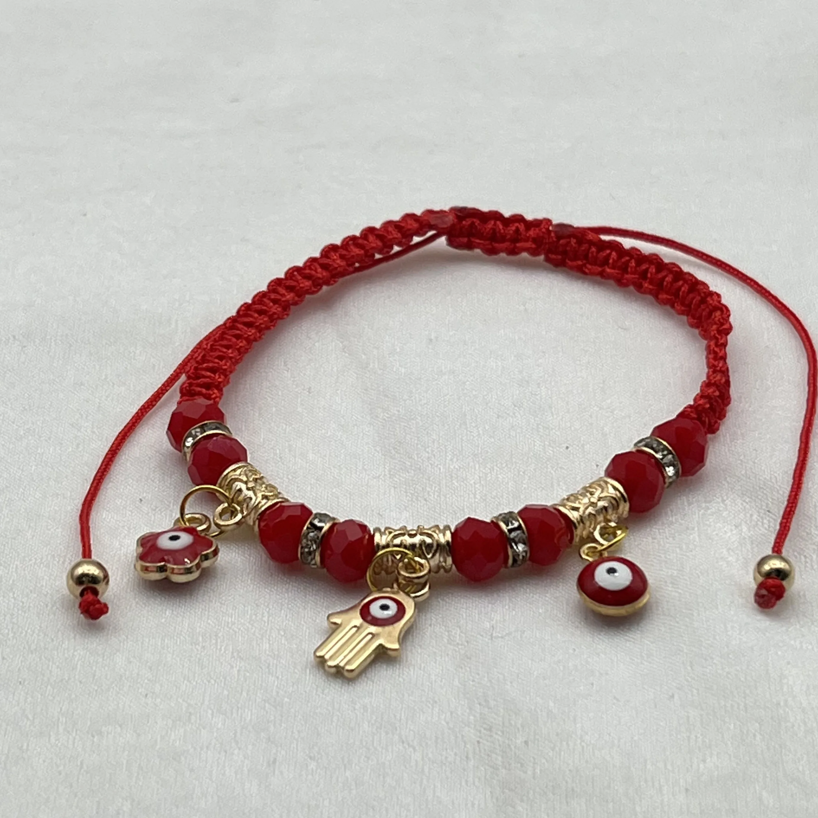 Red and Gold evil eyeflower bracelets or women as jewelry gift for her friendship Bracelet ojo bracelet  Turkish evil eye