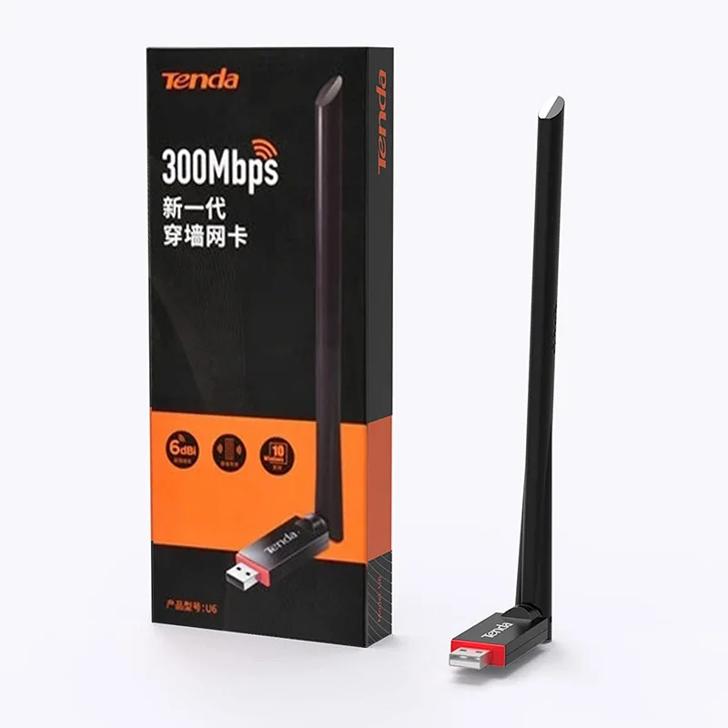 USB Wi-Fi адаптер Tenda U6 с высоким коэффициентом усиления, 300 Мбит/с