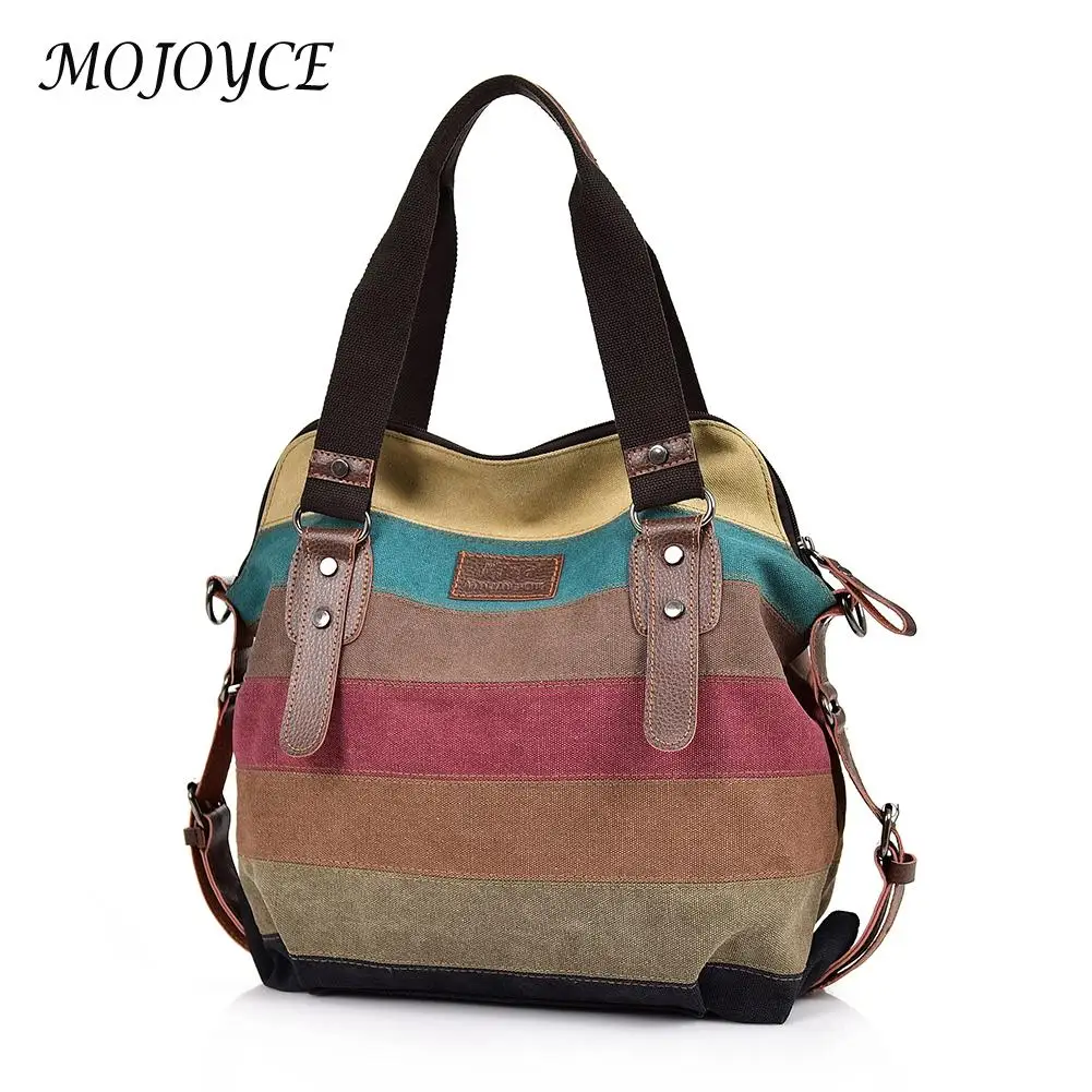 

Canvas Striped Shoulder Bag For Women Trend Large Capacity Casual Tote Hobo Crossbody Messenger Shopping Travel Female Handbags