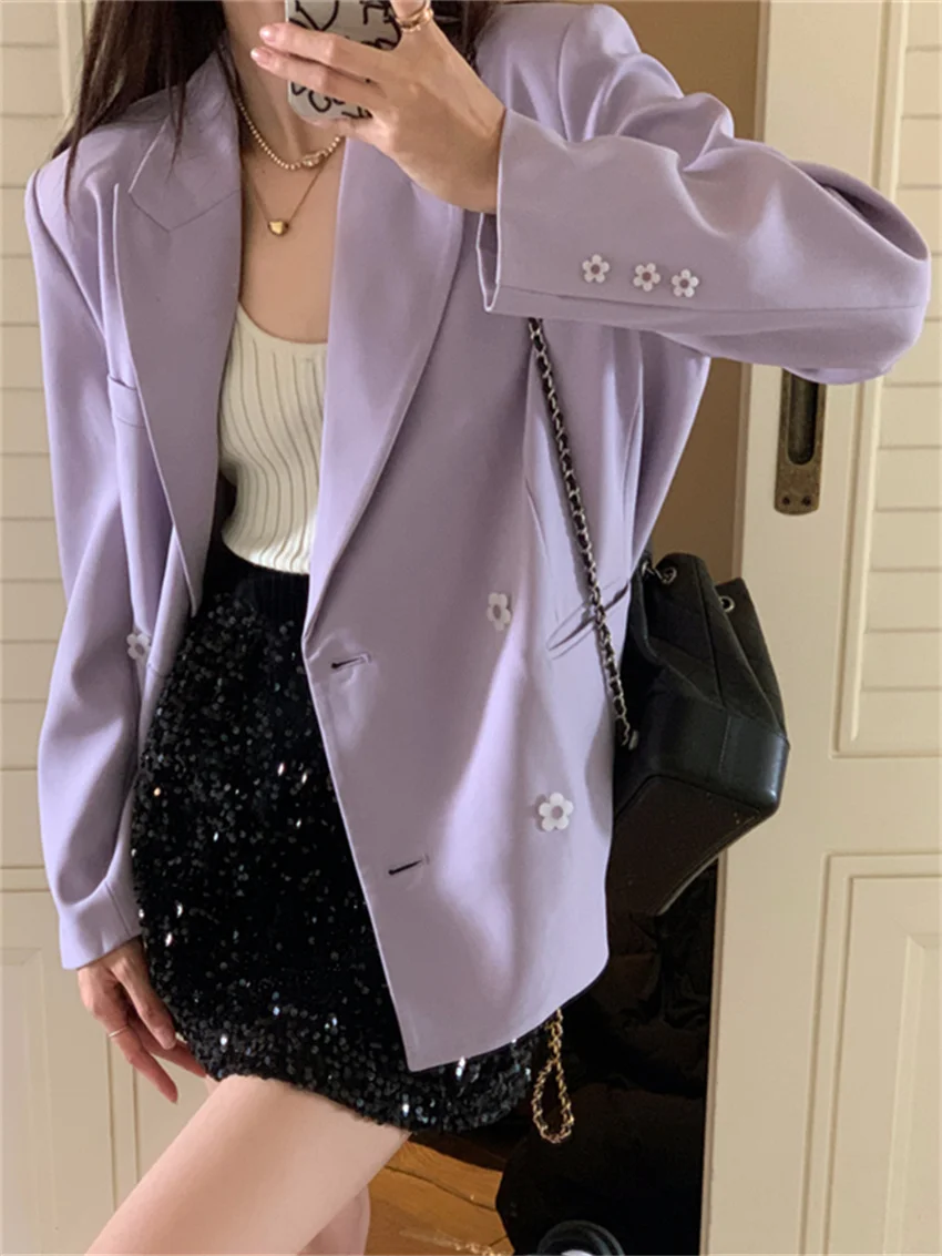 

HziriP Women Blazers Loose-Fitting Normcore New Femme Office Wear 2022 Spring Elegant OL Solid Chic Casual Full Sleeves Coats