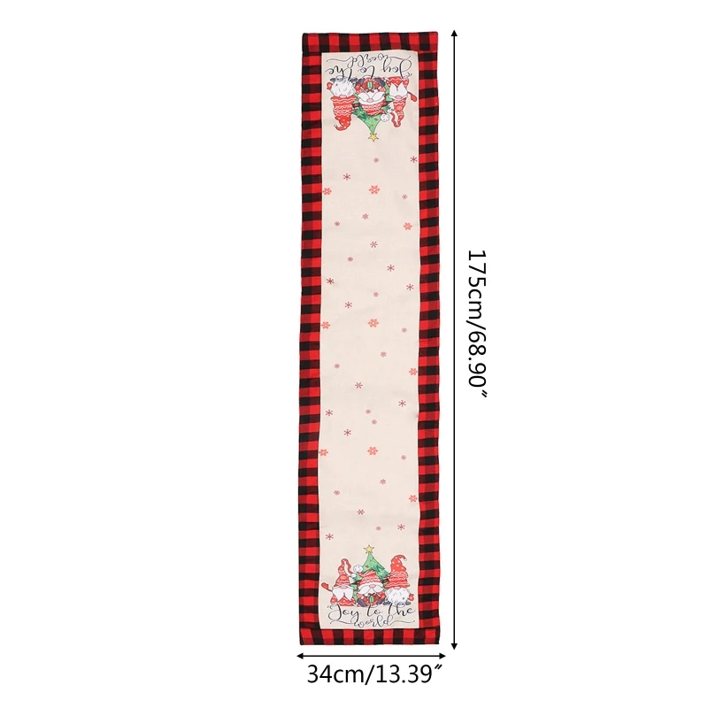 R7RC Christmas Burlap Christmas Table Runner Red Christmas Santa Tablecloth for Party images - 6