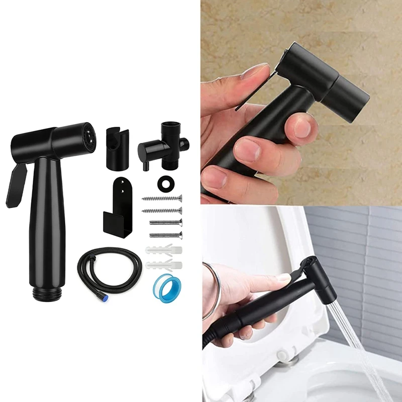 

Handheld Bidet Sprayer For Toilet, Stainless Steel Bidet Sprayer, Black Bidet Sprayer Set With 60 Inch Hose And Bracket