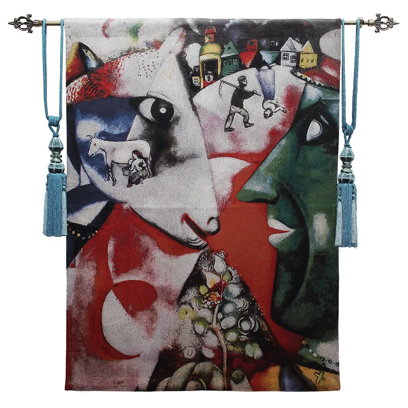 

Belgium Tapestry Marc Chagall "I And The Village" Tapestry Wall Hanging American Country Home Decor Jacquard Weave Wall Tapestry