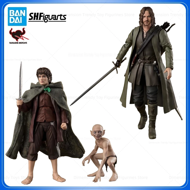 Фото В наличии: Коллекционные фигурки Bandai SHFiguarts по аниме «Властелин колец» — Фродо Бэггинс, Голлум, Арагорн. Модели игрушек, подарок. DT №1