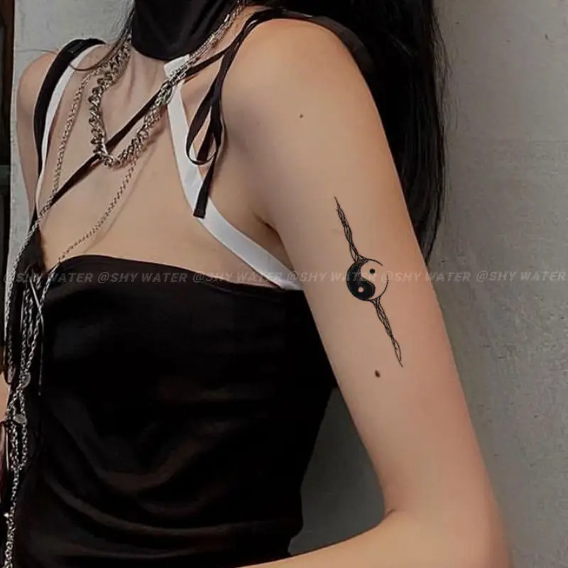 

Новинка, искусственные татуировки, тату-наклейка с рисунком Тай Чи Инь Янь, Диабло, наклейка на руку, временная татуировка, милая художестве...