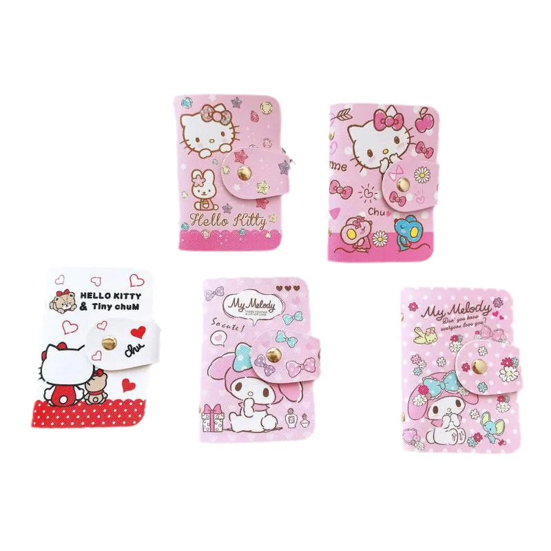 

Pu New Kawaii Sanrios Hellokittys My Melody Littletwinstars Cinnamoroll Kuromi Xo Purin Cute Cartoon Anime Bank Card Storage Bag