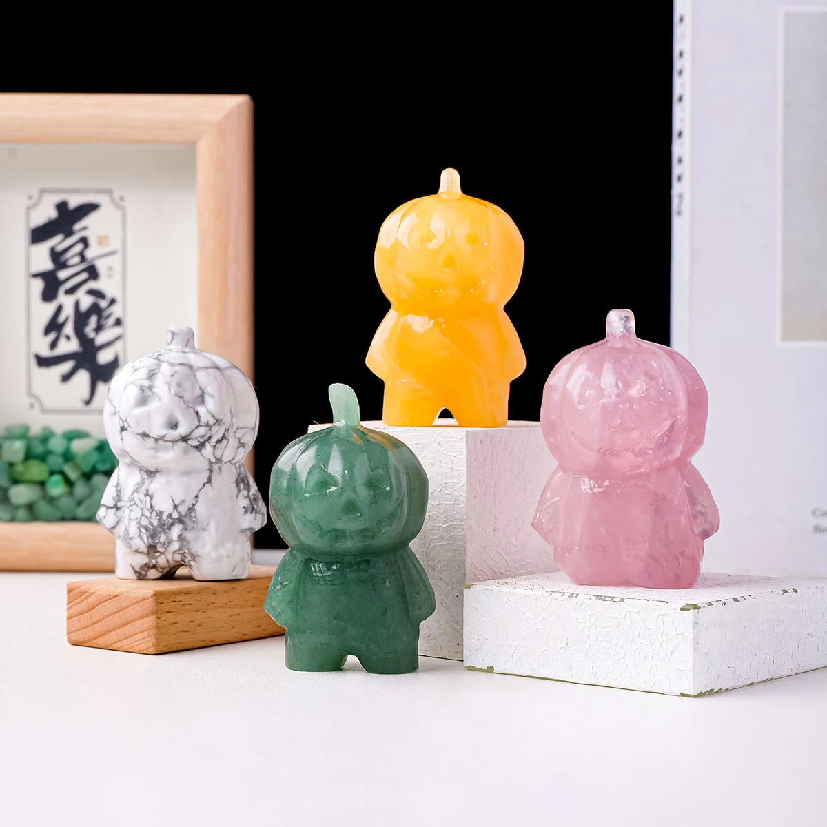 1 шт. натуральная Хрустальная Тыква ручной работы резная Хэллоуин зло тыква в