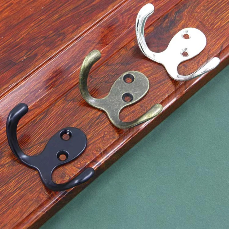 

Antique Chinese Style Creative Hanging Clothes Hooks Double Hook For Coat Behind Door Solid Wall Hangers Zinc Alloy Rack