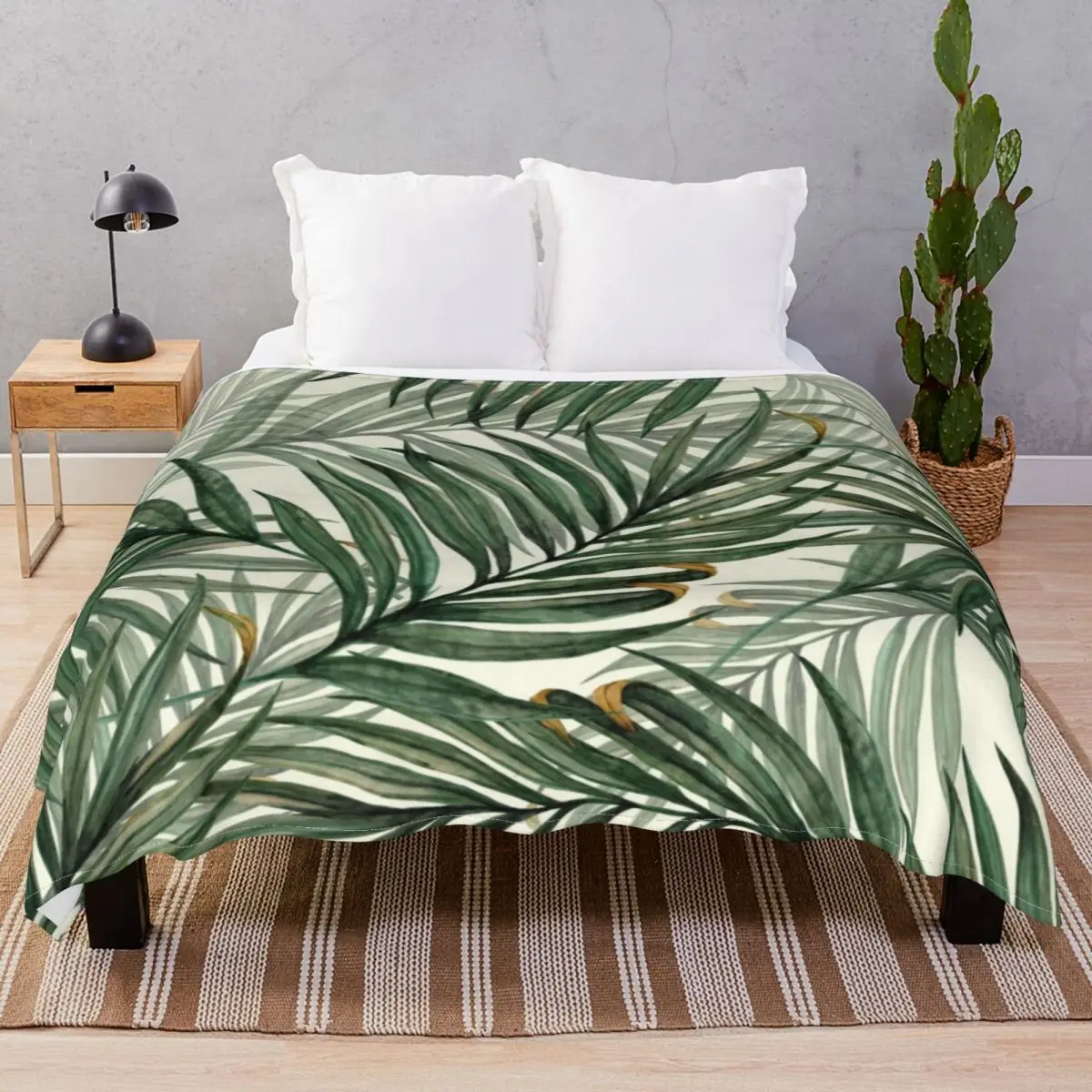 Palm Leaves Blanket Fleece Printed Super Soft Throw Blankets for Bed Home Couch Travel Office