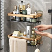 bathroom shelves without drilling rustproof aluminum shower wall shelf shampoo towel holder bathroom organizer accessories set