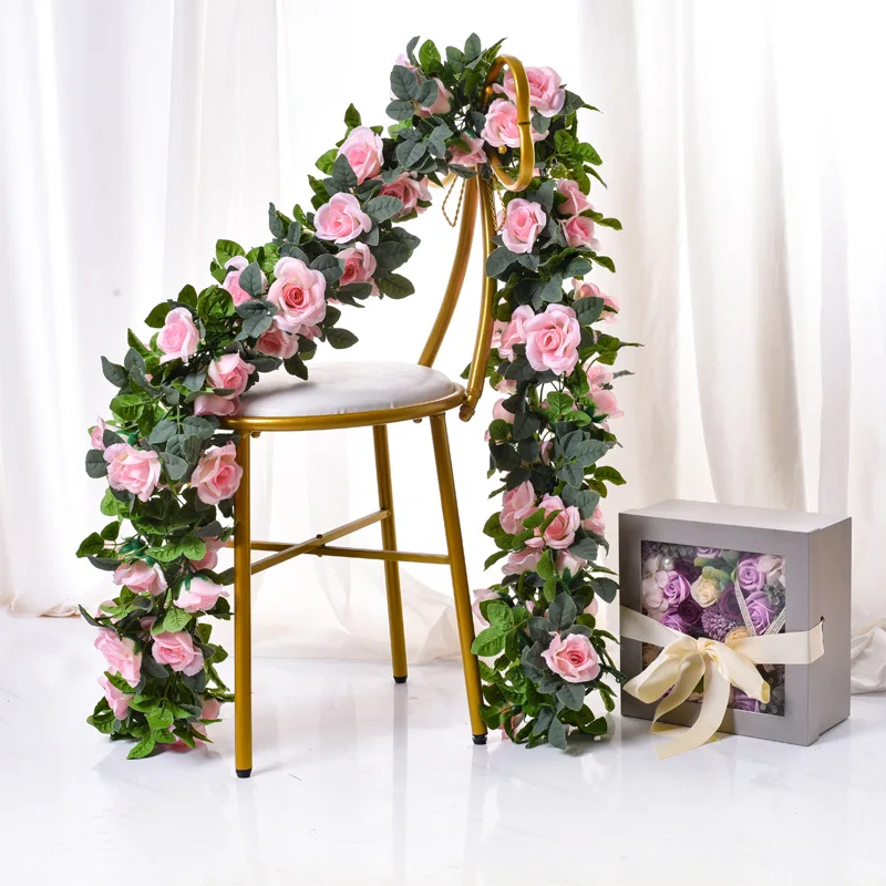 

2.2m fake rose vine flower wreath plant artificial flower hanging rose ivy home hotel wedding party garden decoration cheap