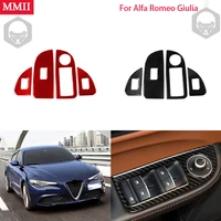 rrx carbon fiber interiors for alfa romeo giulia 2017 2019 window lift switch panel decoration cover trim stickers car accessory