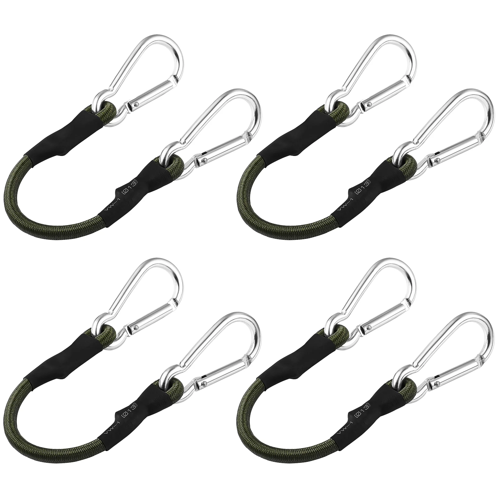 4pcs Carabiner Hook Bungee Cords Heavy Duty Elastic Cords Outdoor Camping Bungee Straps Elastic Luggage Tie Downs
