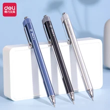 Deli 3pcs 0.5mm Black Ink Straight Liquid Gel Pen Signing Pen Office Pen School Supplies Stationery High-quality Pen
