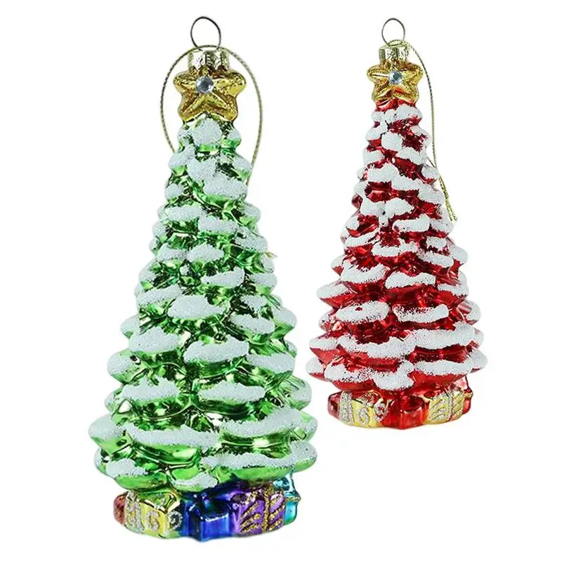 

Подвесные Украшения для рождественской елки, 2 шт., стеклянные подвесные украшения в форме рождественской елки, подвесные украшения для елк...