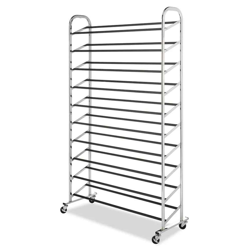 

Whitmor 10-Tier Rolling 50 Pair Shoe Rack, Metal, Chrome