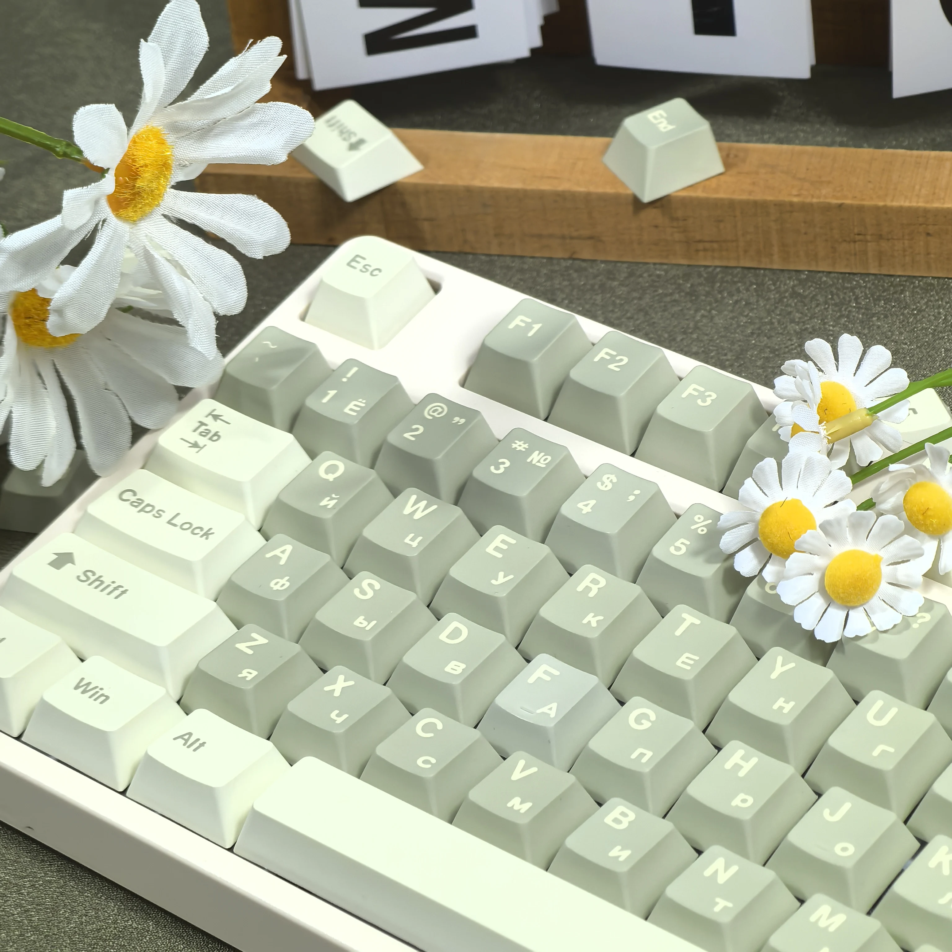 Новая зелёная клавиатура Pbt Cherry для клавиатуры 133 клавиши русская Hangul