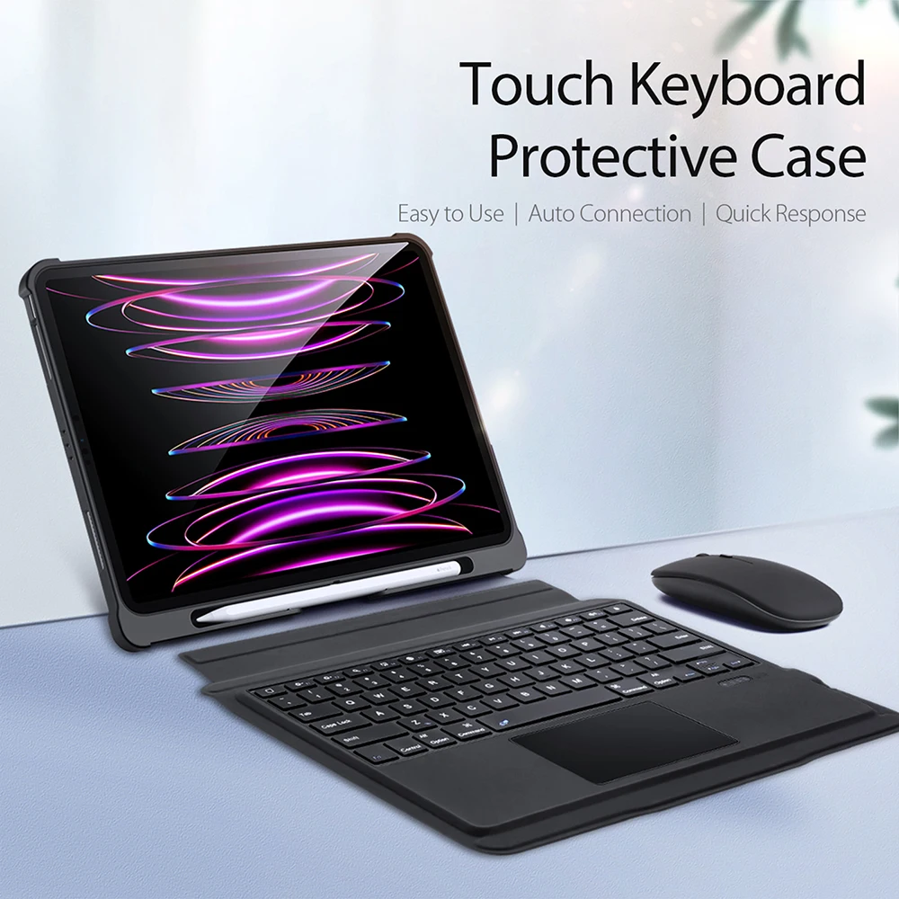 DUX DUCIS For iPad Pro 12.9 2020-2021 Keyboard Case Protective Leather Cover Wirless Keyboard Case Quick Response Folding Stand