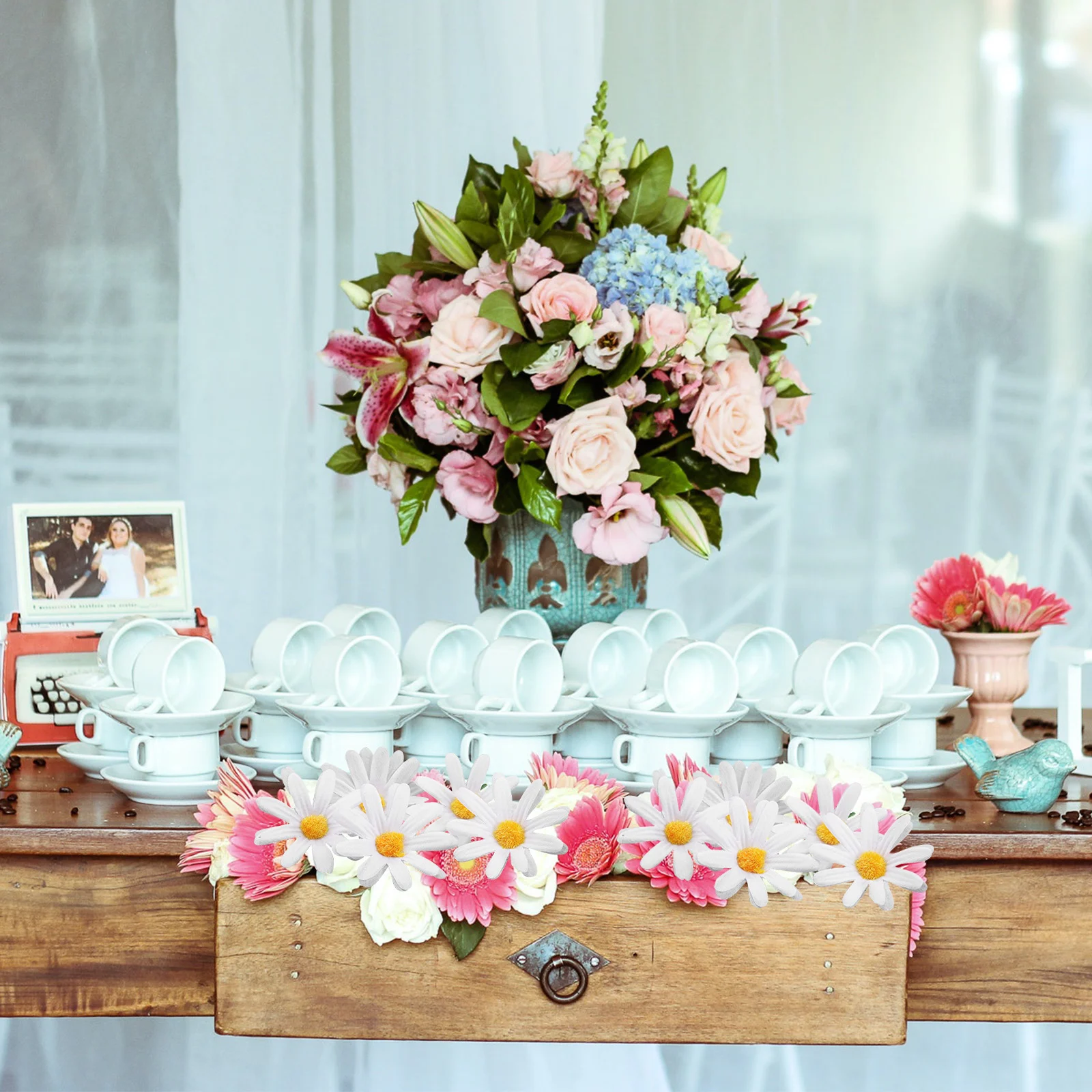 

100 шт., искусственные головки, цветочные головки маргариток, украшения для вечеринки «сделай сам»