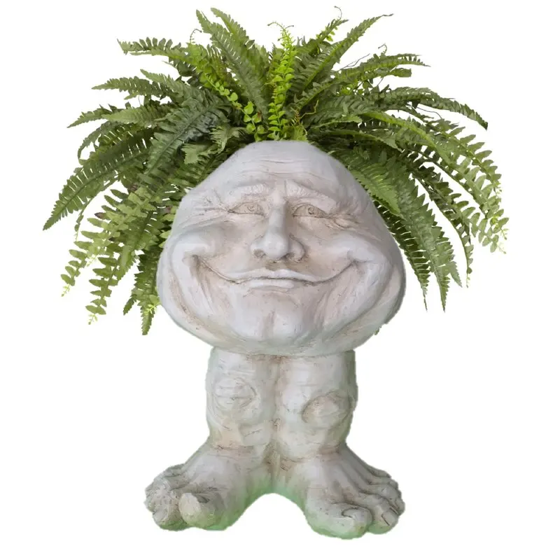 

White Papa the Statue Humorous Face Planter Pot