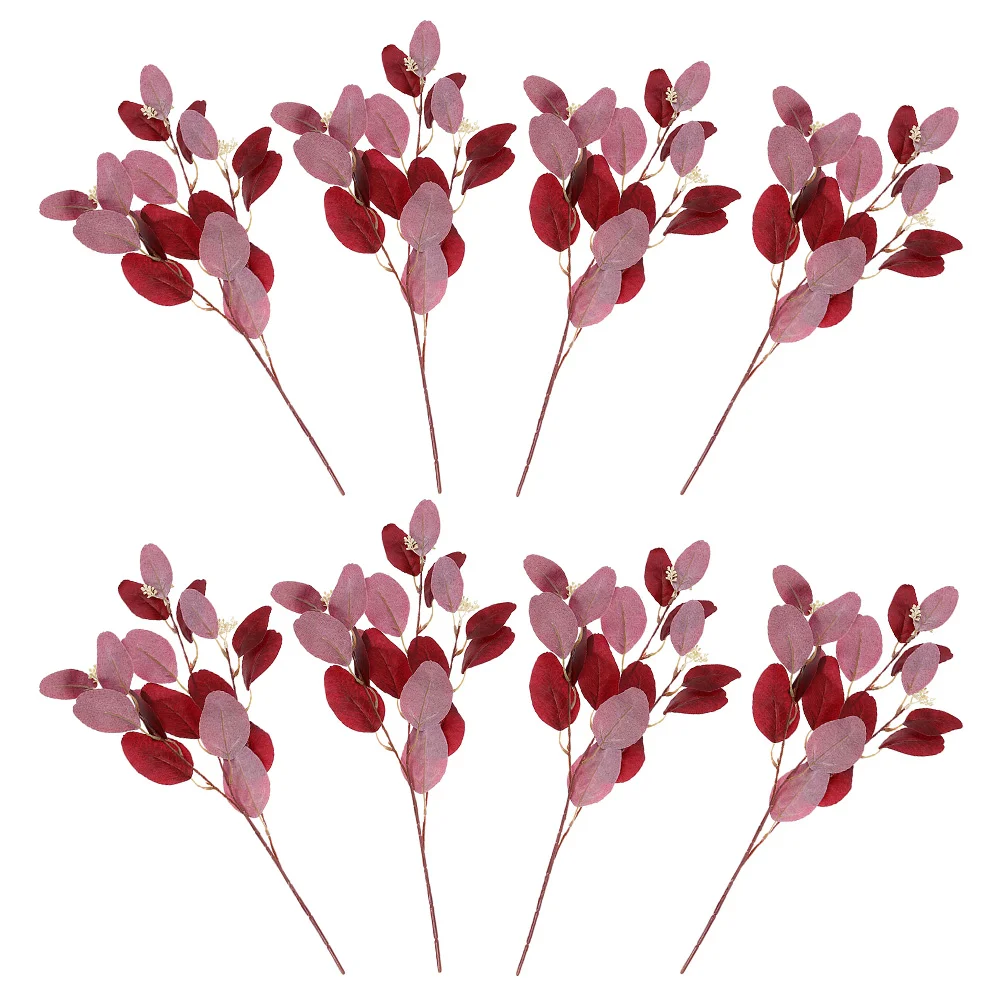 

8 Pcs Simulated Eucalyptus Leaves Desk Decor Leaf Household Bookcase Artificial Stems Iron Fake Branch Faux Floral