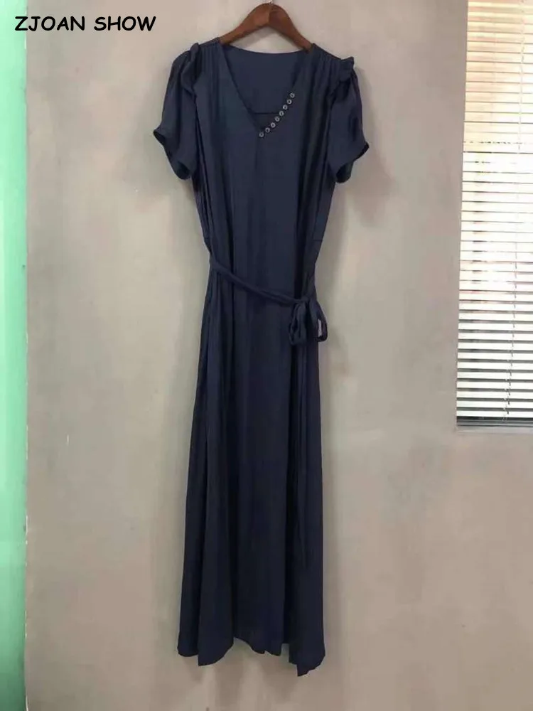 

2022 Vintage French Navy Flower Print Puff Sleeve Midi Dress Retro Woman Sweetheart Collar Hem Split Dresses Robe Femme Vestido