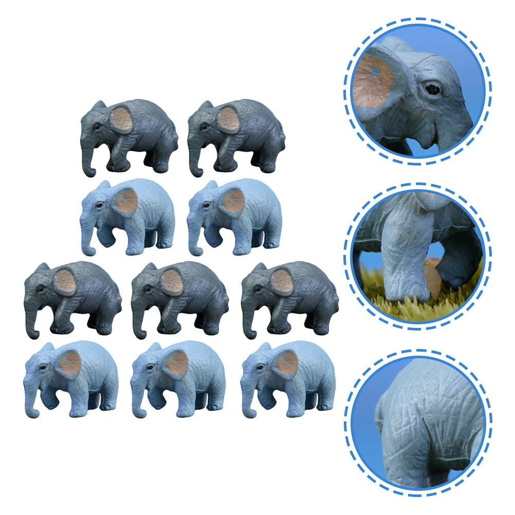 

10 Pcs Cartoon Simulation Elephant Micro Landscape Garden Decoration Cake Topper Plastic Containers Small Animals Pvc