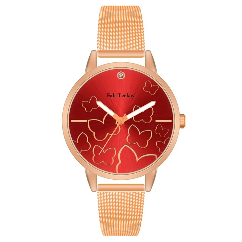 

Женские Модные темпераментные трендовые часы для студентов корейское издание простой новый узор бабочки бриллиант кварцевый сетчатый ремешок Reloj Mujer