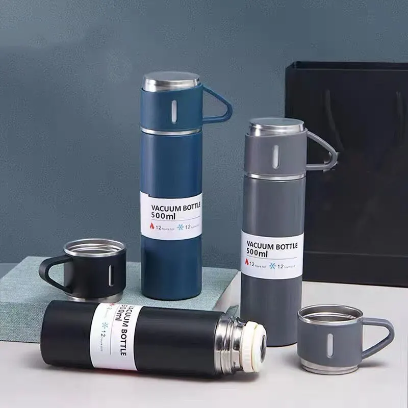 Stainless Steel Thermos Cup Large Capacity Vacuum Flask Coffee Tea Milk Travel Water Bottle Insulated Thermos Handbag Gift Box
