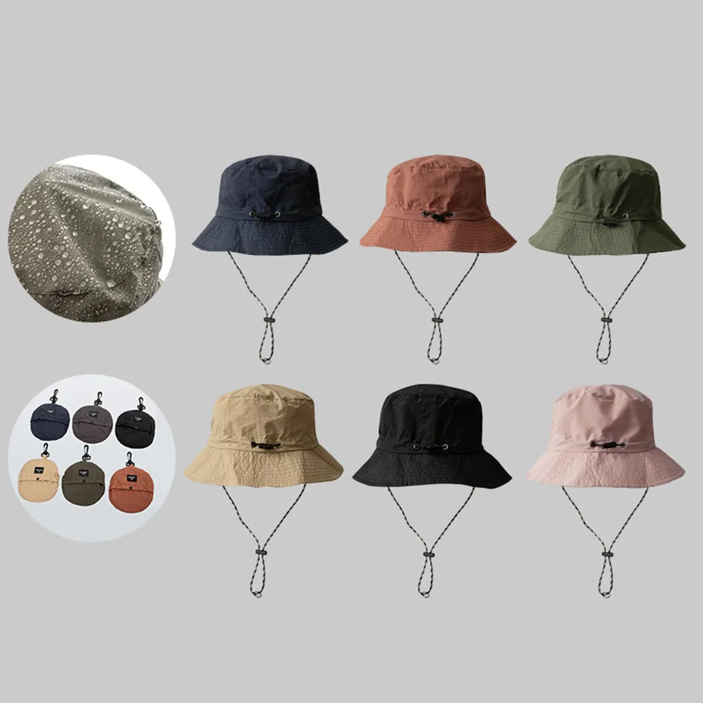 

New Packable Bag Fishing Hat Quick-drying Wide Brim Ponytail Hat Anti-Uv Tourism Climbing Fisherman Hat Men Outdoor Sunshade Cap