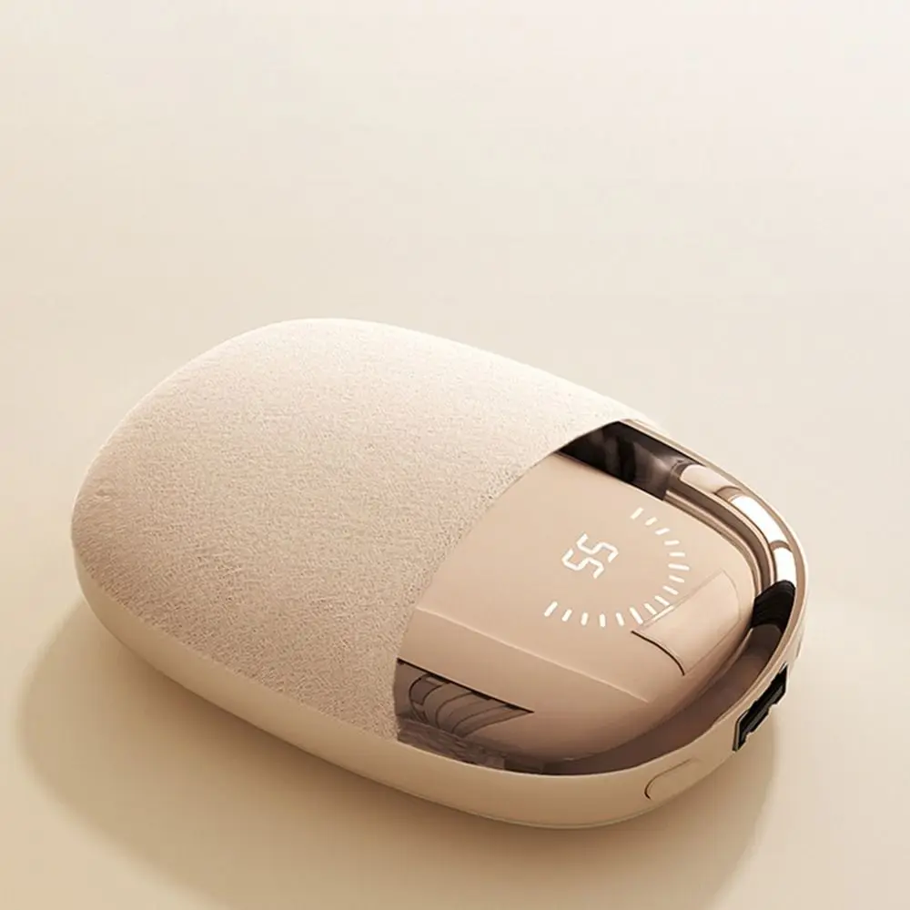 USB-C перезаряжаемая карманная плюшевая грелка для рук с цифровым экраном