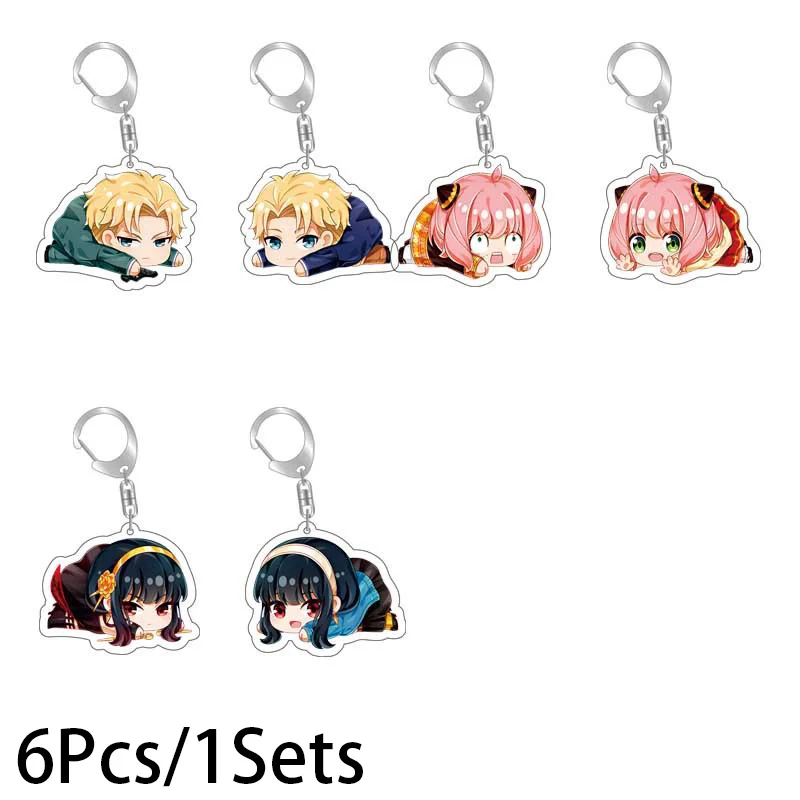 

6Pcs/1Sets kawaii Spy x Family Keychain Cute Anime Figure Peripheral Fit Bags Key Chain Pendant Jewelry Accessories Wholesale