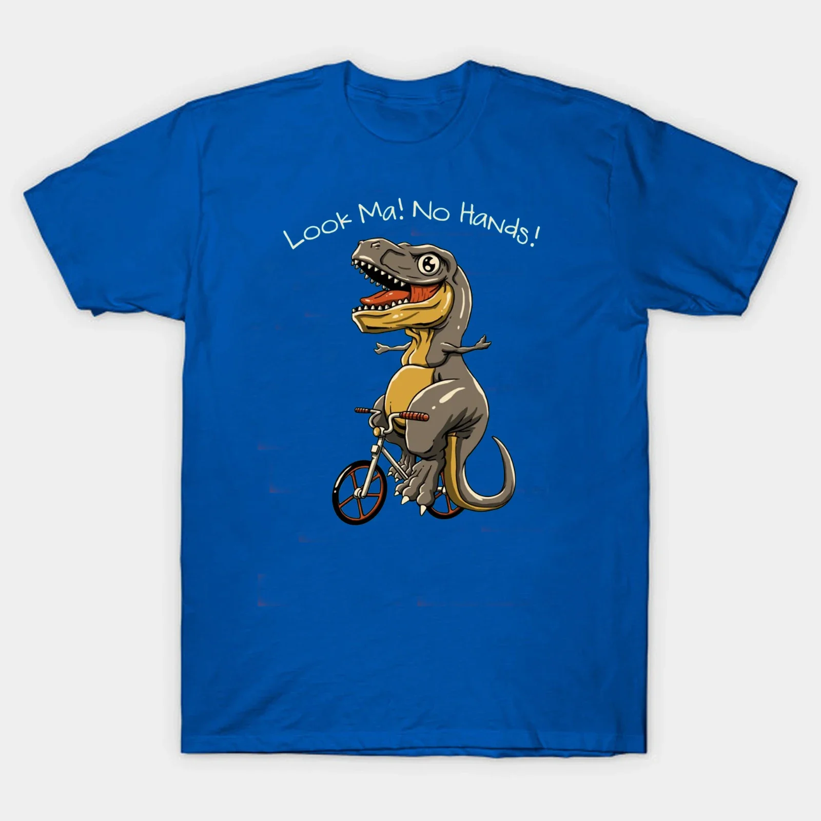 Посмотрите ма! Нет рук! Забавная футболка T Rex Dinosaur Ride Bicycles 100% хлопок с круглым