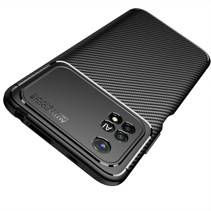 Shokproof Case For Xiaomi Poco M4 Pro 4G Matte Carbon Fiber Silicone Bumper TPU Phone Cover For Xiaomi Redmi Note 11S