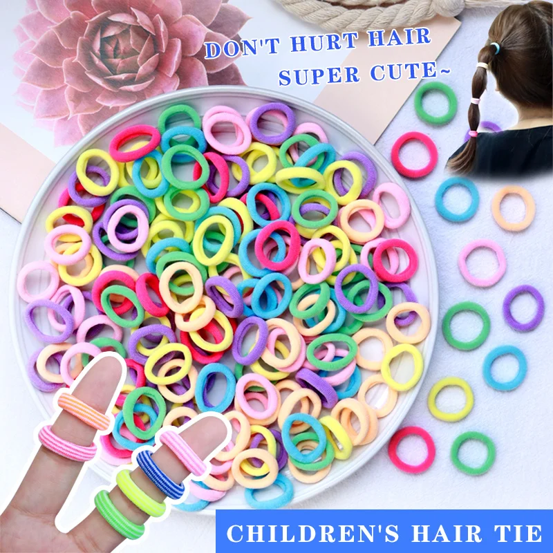 50/100pcs crianças bandas de cabelo elástico meninas doces scrunchie elástico para crianças laços de cabelo clipes headband acessórios para o cabelo do bebê