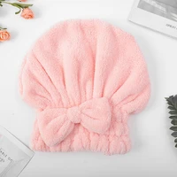 coral fleece womens hair drying cap quick drying towel cap microfiber solid shower cap super absorbent turban bathroom supplies