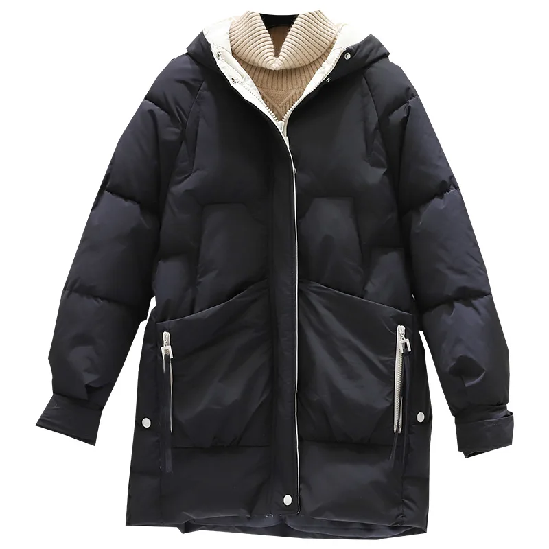 Autumn & Winter 2023 New Down Cotton Jacket Women's Long Cotton Jackets Korean Version of Loose Bread Clothing Thick Cotton Coat