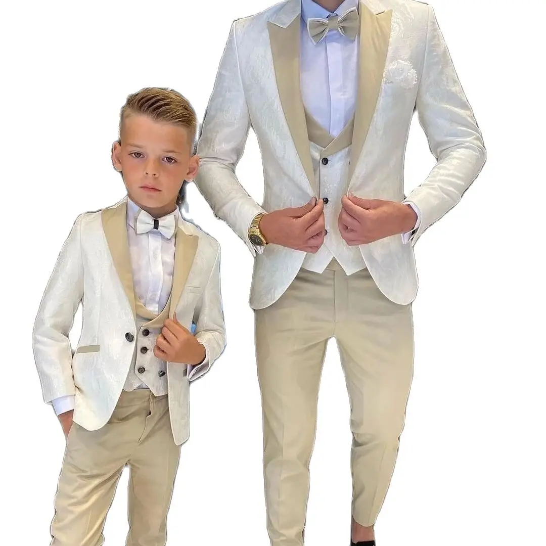 Newest Pattern Father And Son Men Suits Wedding Prom Groom Tuxedos Terno Masculino Slim Fit Blazer 3 Pieces Jacket+Pant+Vest