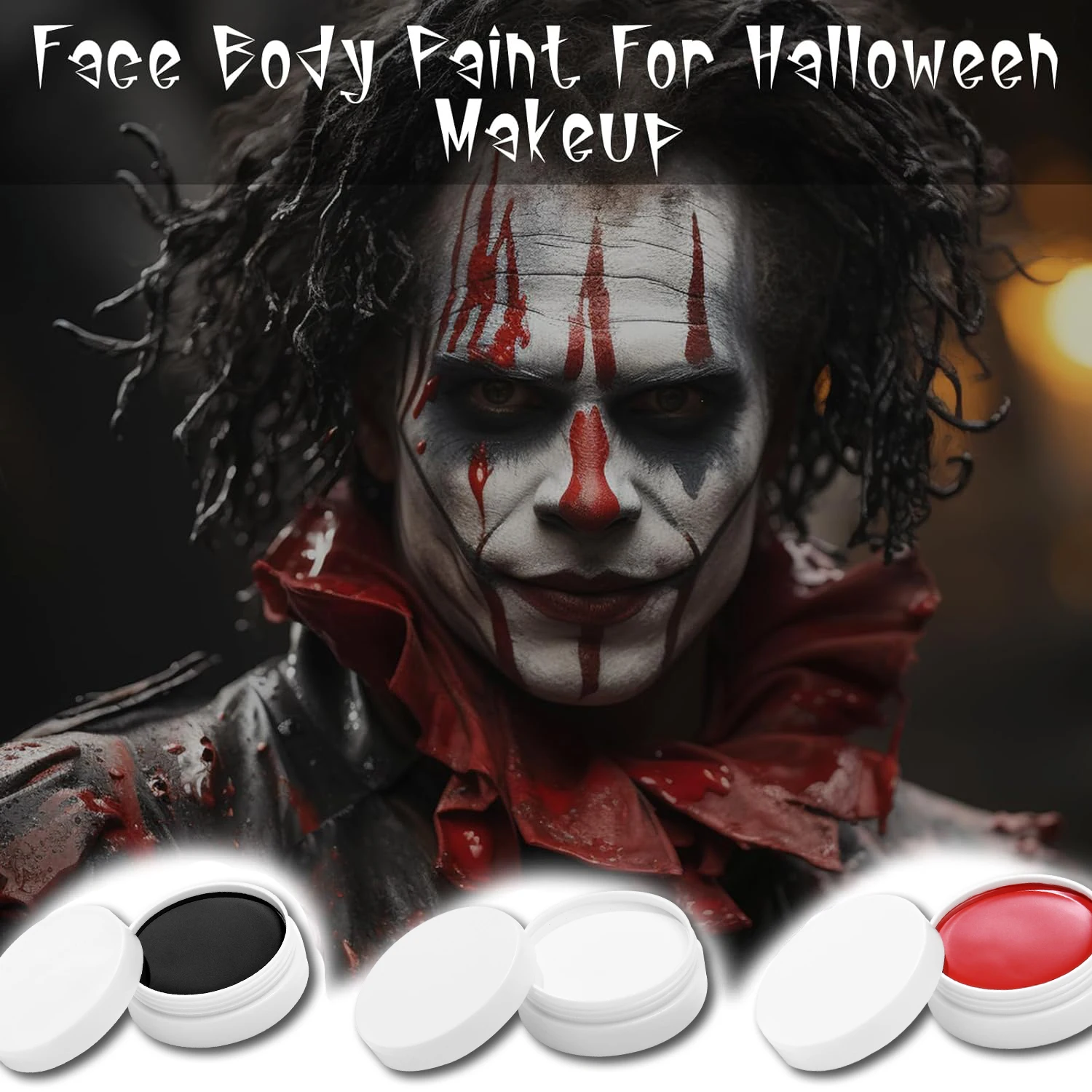 Набор Красок Для Тела На Хэллоуин - Черный Белый Красный Макияж Клоуна Костюм