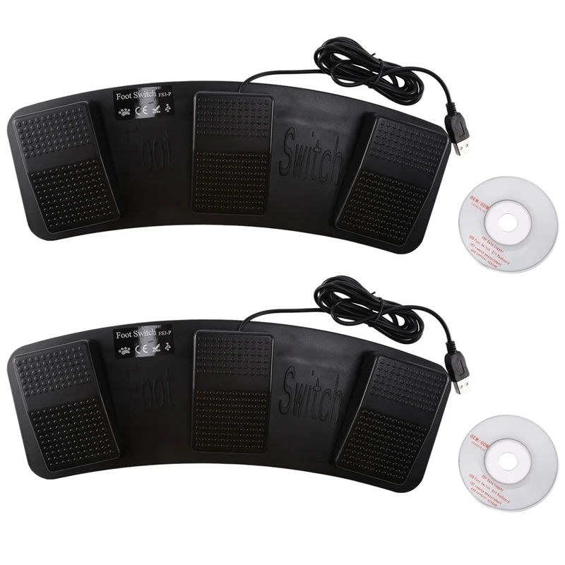 

2X Fs3-P USB Triple Foot Switch Pedal Control Keyboard Mouse 3 Pedals Simulate Any Key On Keyboard Combination Key