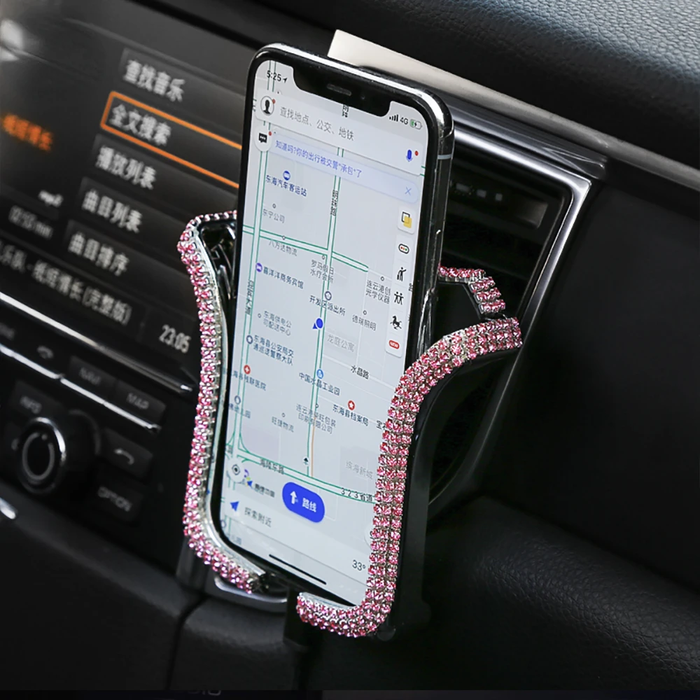 

Crystal Diamond Universal Car Phone Holder Bling Rhinestone Car Air Vent Mount Stand Mobile Phone GPS Holder For iPhone Samsung